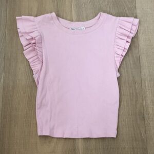 Zara Pink Flutter Sleeve Top